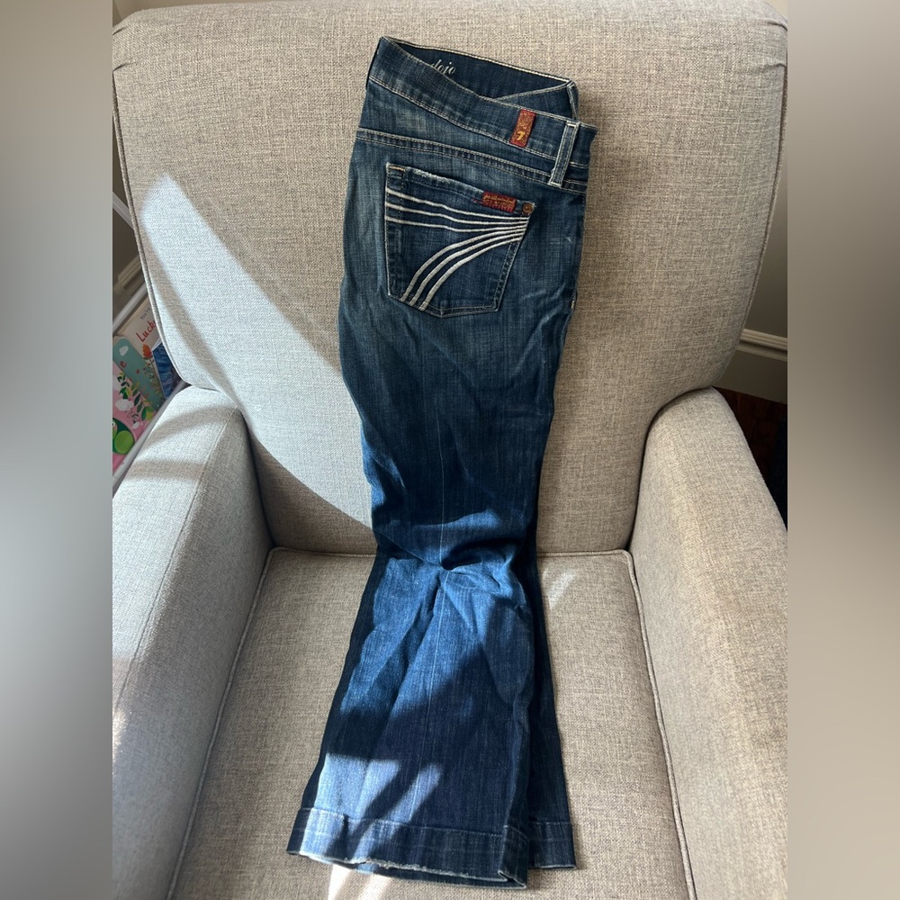 7 For All Mankind Dojo Jeans in Dark and Light Denim